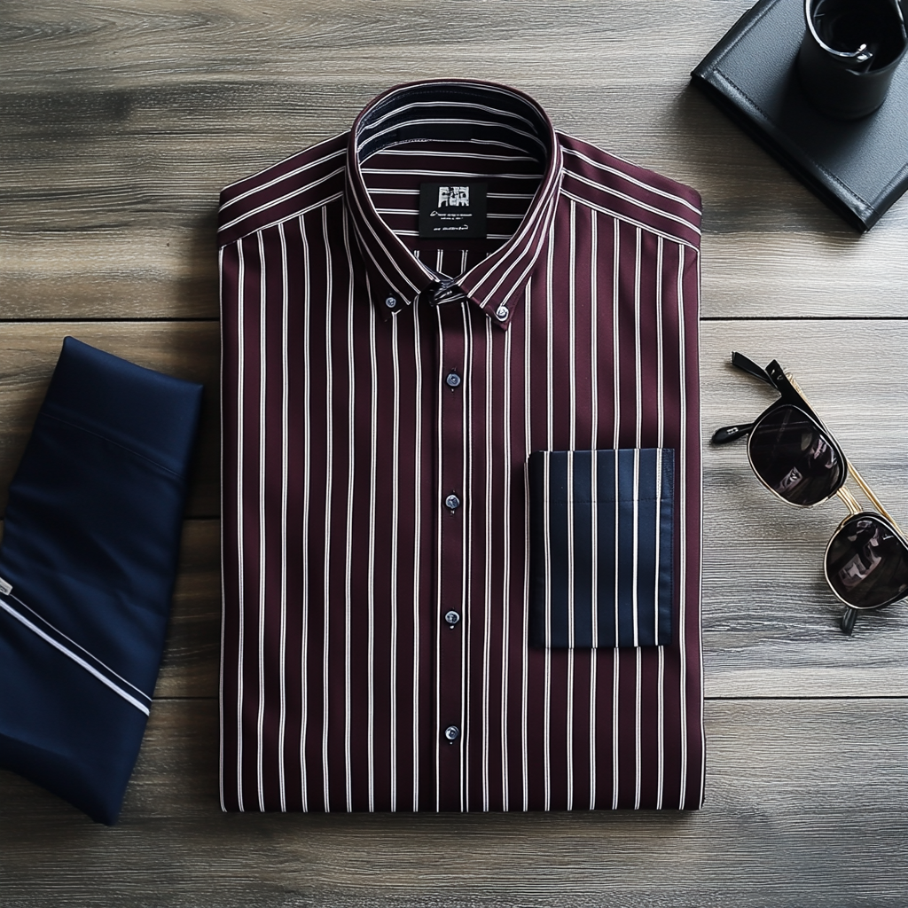 TomsloverMen's Business Long Sleeve Striped Shirt Regular-fit