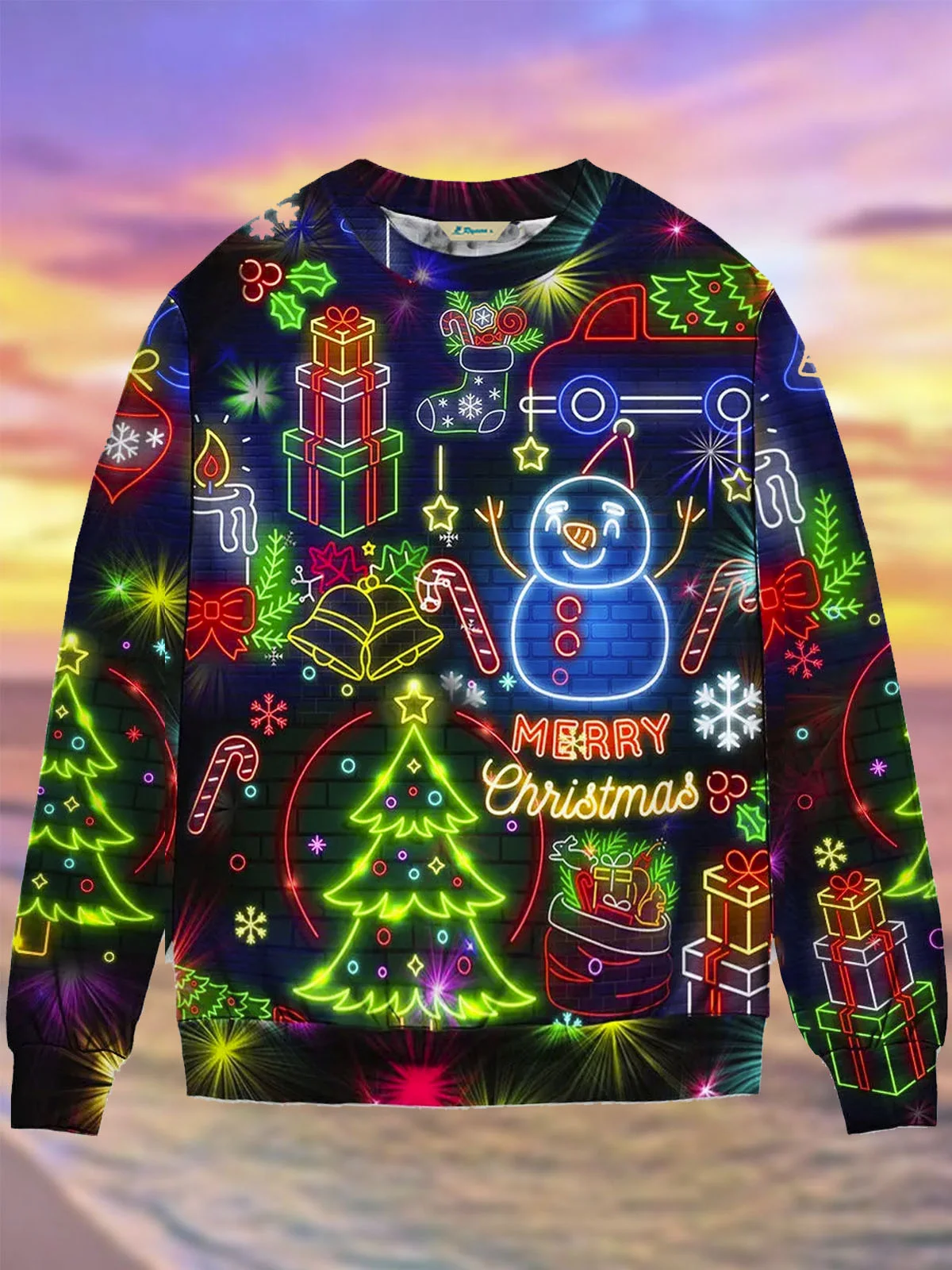 Men's Christmas Print Crew Neck Ugly Christmas Sweatshirt