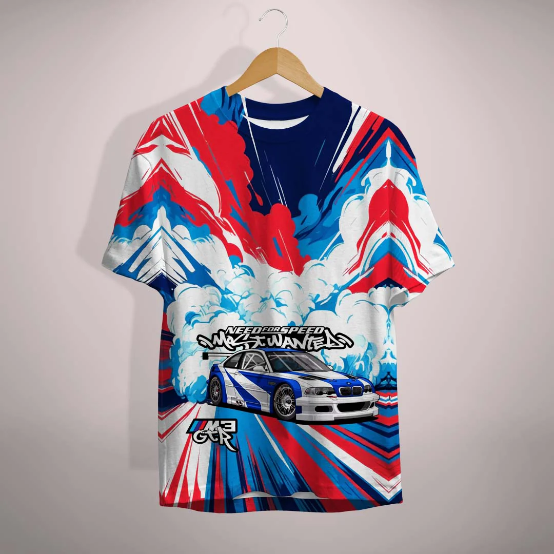 Men's casual short-sleeved pullover The speed car Printed Tee shirt