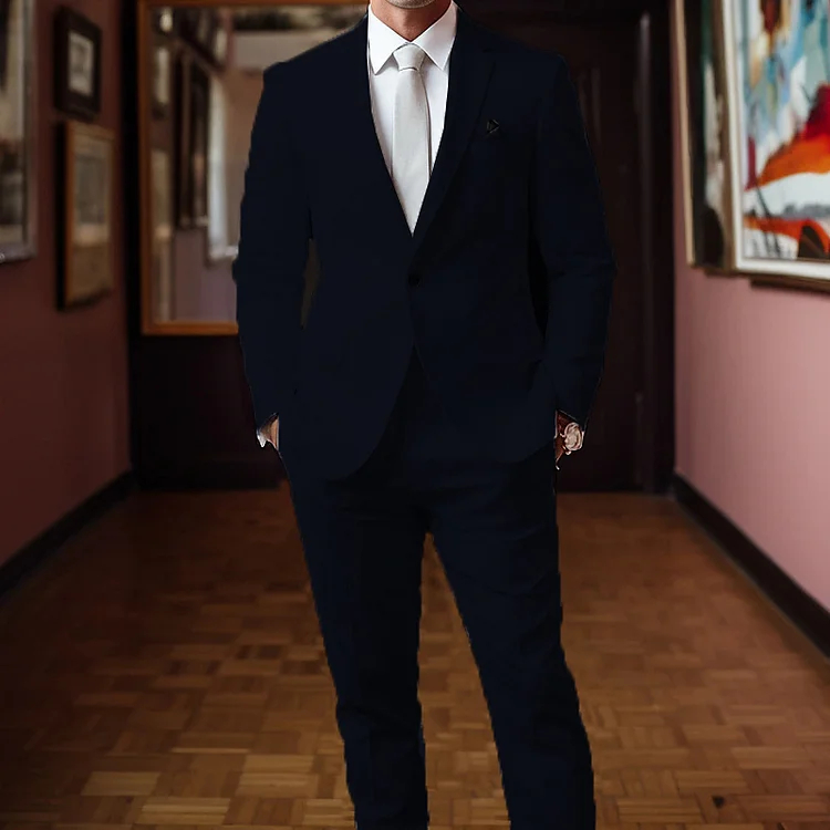 Men's single breasted regular fit suit blazer trousers set