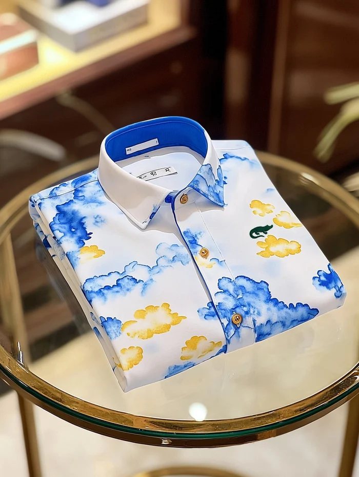 Elegant chic art design business casual shirt long sleeve