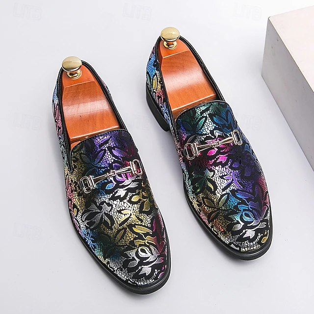 Classic embroidered men's shoes pointed toe lazy toe shoes