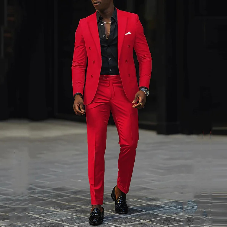 Men's single breasted regular fit suit blazer trousers set