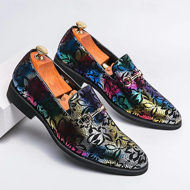 Classic embroidered men's shoes pointed toe lazy toe shoes