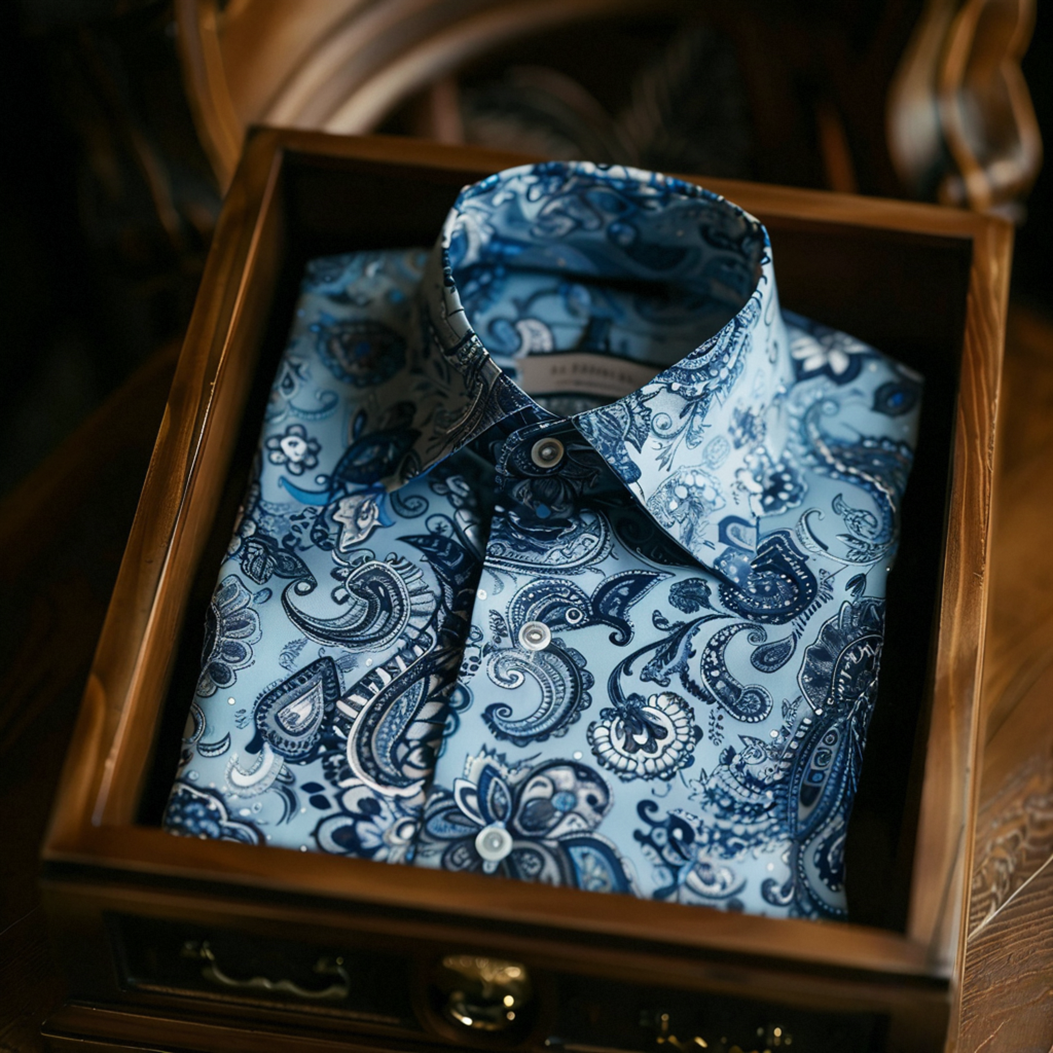 Men's Satin Luxe Paisley print long sleeve shirt
