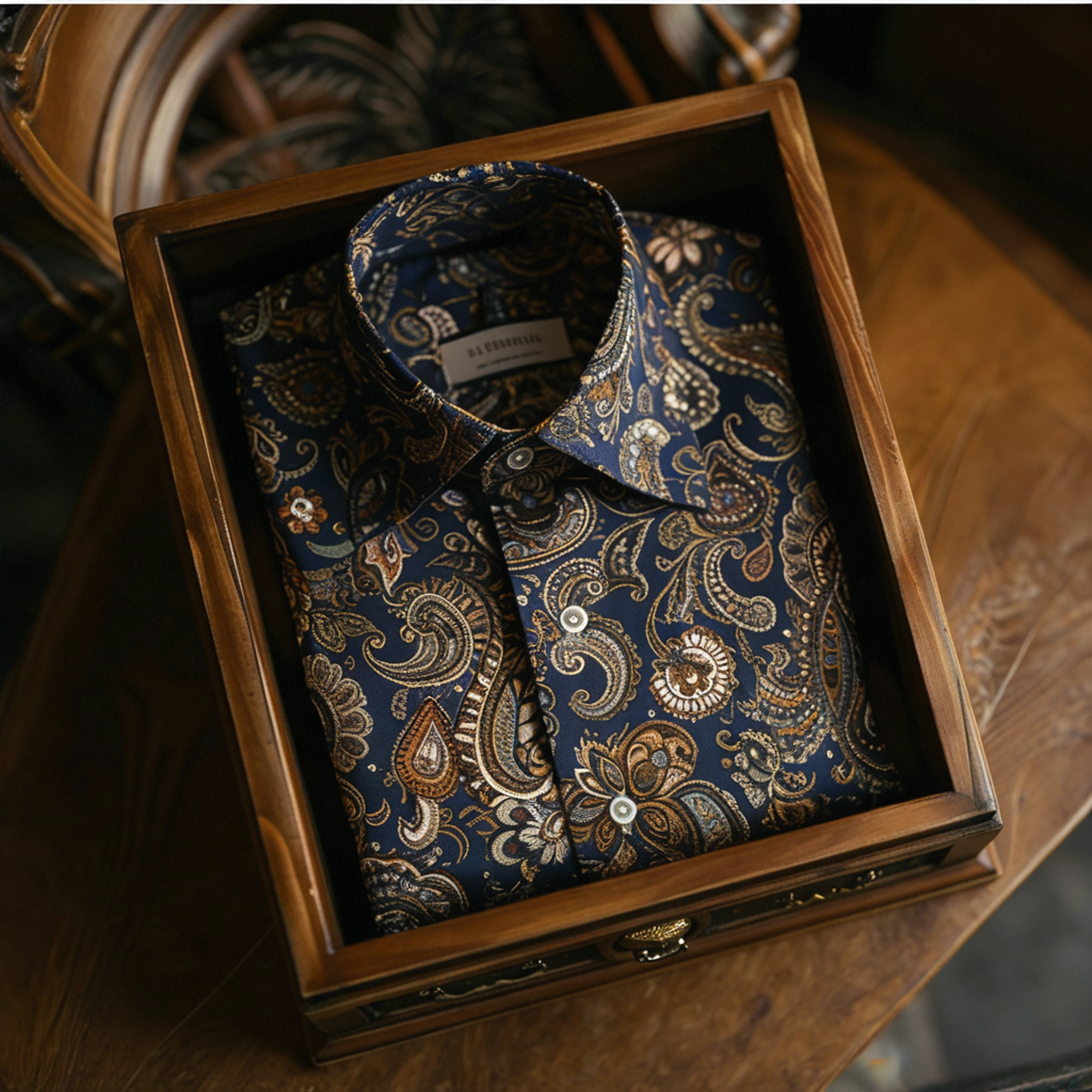 Men's Satin Luxe Paisley print long sleeve shirt