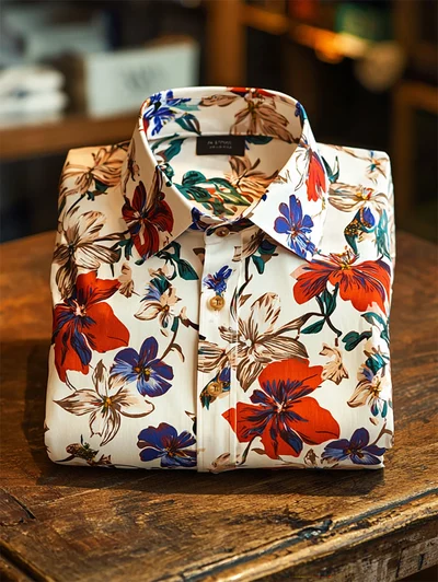 Men's Business Luxury Floral Print  Button Down Shirt