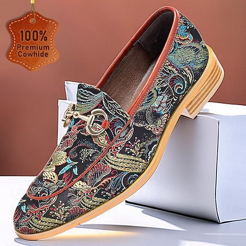 Classic embroidered men's shoes pointed toe lazy toe shoes