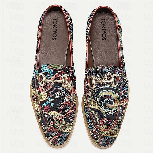 Classic embroidered men's shoes pointed toe lazy toe shoes