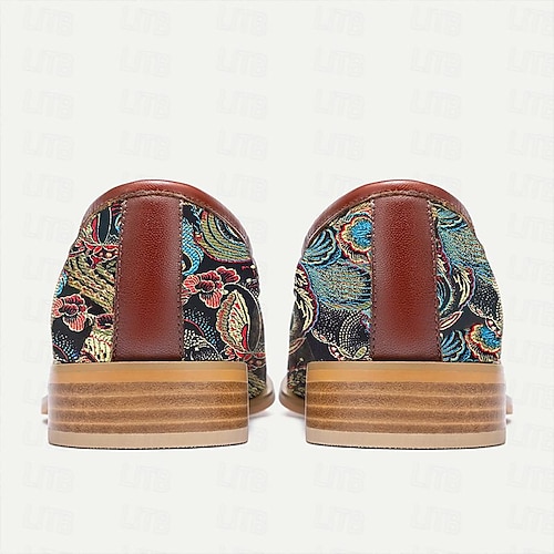 Classic embroidered men's shoes pointed toe lazy toe shoes