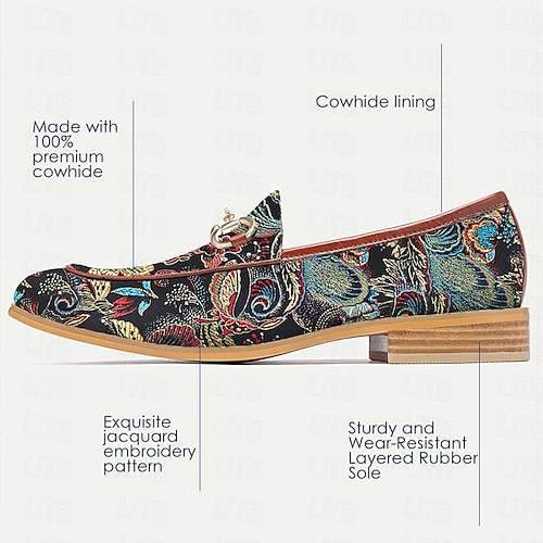 Classic embroidered men's shoes pointed toe lazy toe shoes