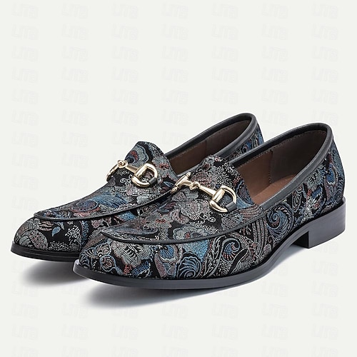 Classic embroidered men's shoes pointed toe lazy toe shoes