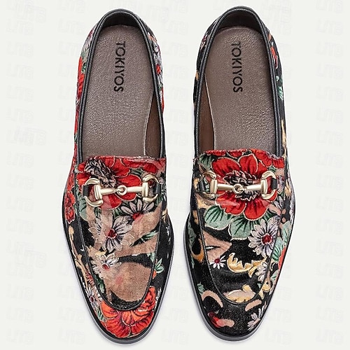 Classic embroidered men's shoes pointed toe lazy toe shoes