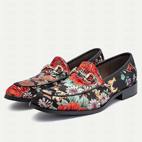 Classic embroidered men's shoes pointed toe lazy toe shoes