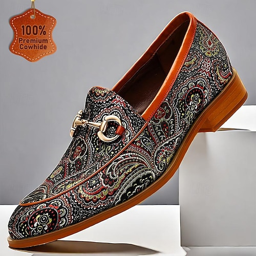 Classic embroidered men's shoes pointed toe lazy toe shoes