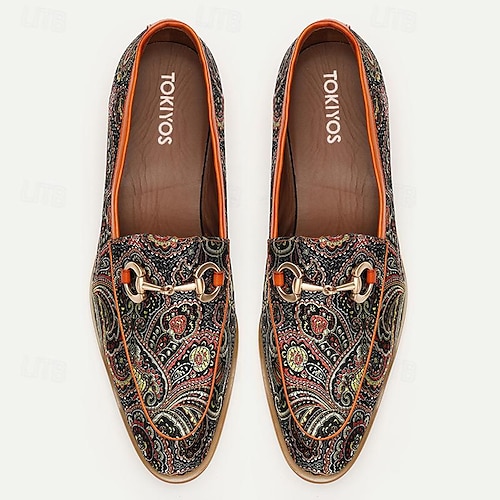 Classic embroidered men's shoes pointed toe lazy toe shoes