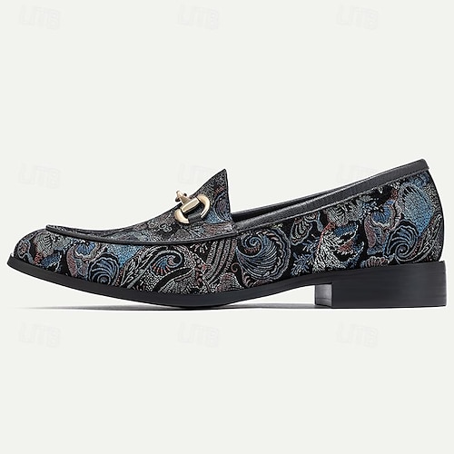 Classic embroidered men's shoes pointed toe lazy toe shoes