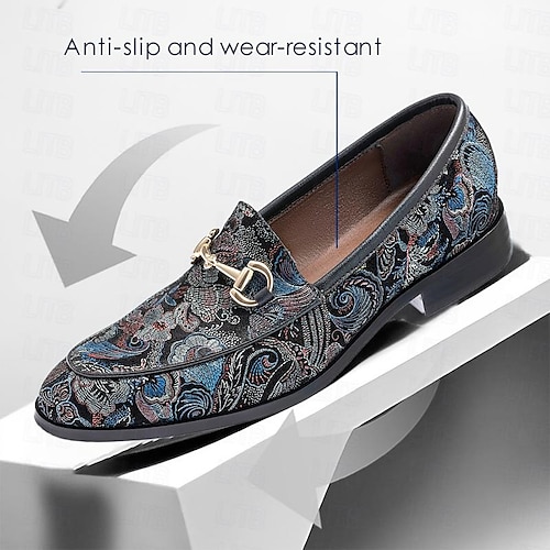 Classic embroidered men's shoes pointed toe lazy toe shoes
