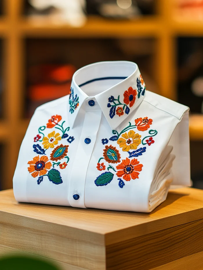 Men's Business Casual Floral Lapel Short Sleeve Shirt