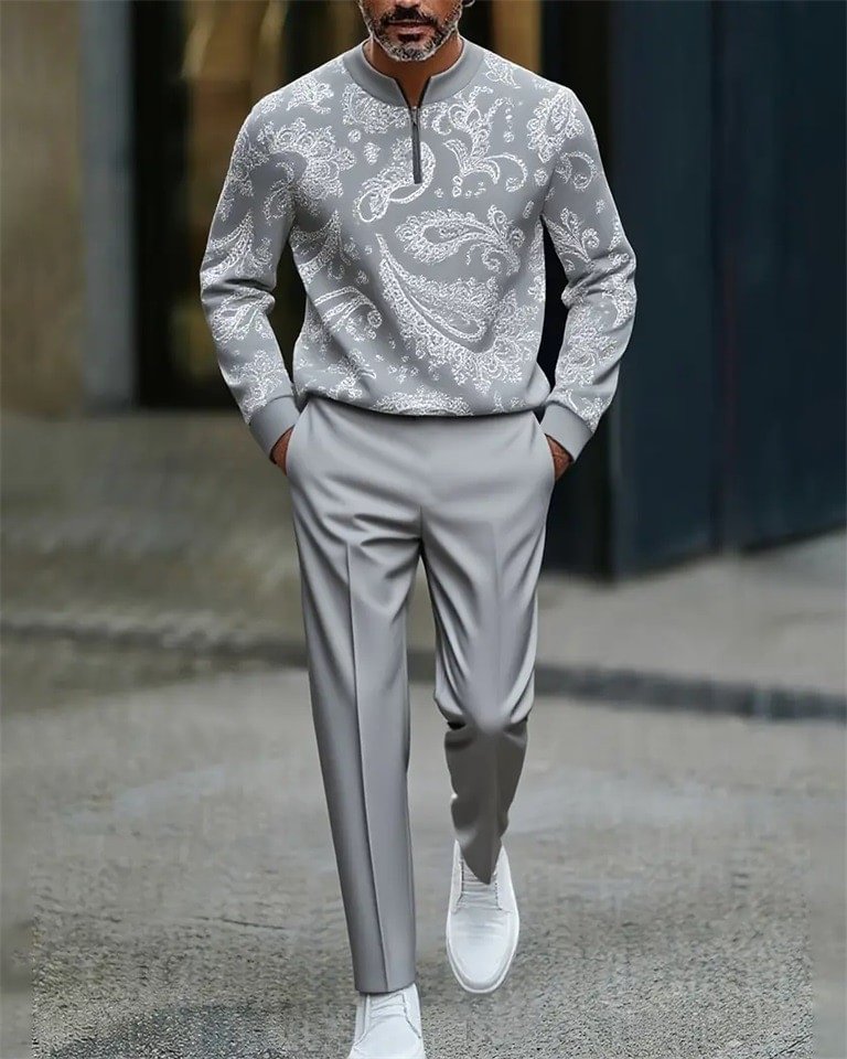 Men's Simple Round Neck Casual Sports Set 