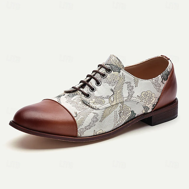 Men's embroidered round toe low heel front lace-up low-cut casual shoes