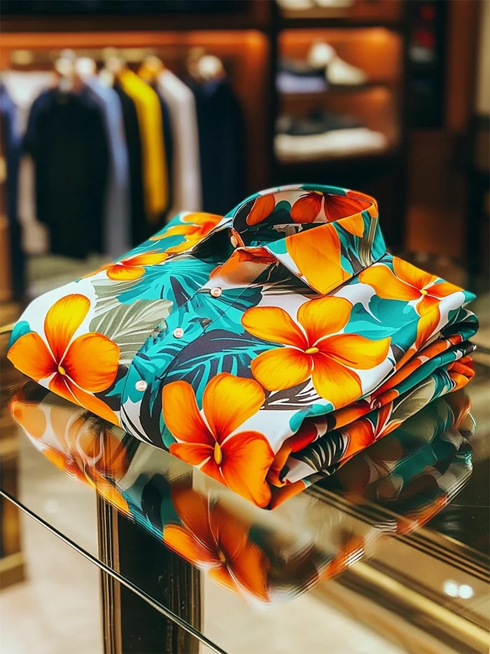 Men's Business Luxury Floral Print  Button Down Shirt