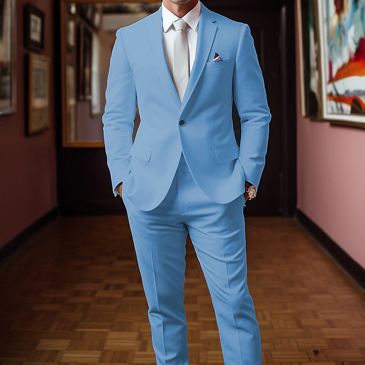 Men's single breasted regular fit suit blazer trousers set