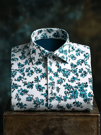 Men's Business Luxury Floral Print  Button Down Shirt