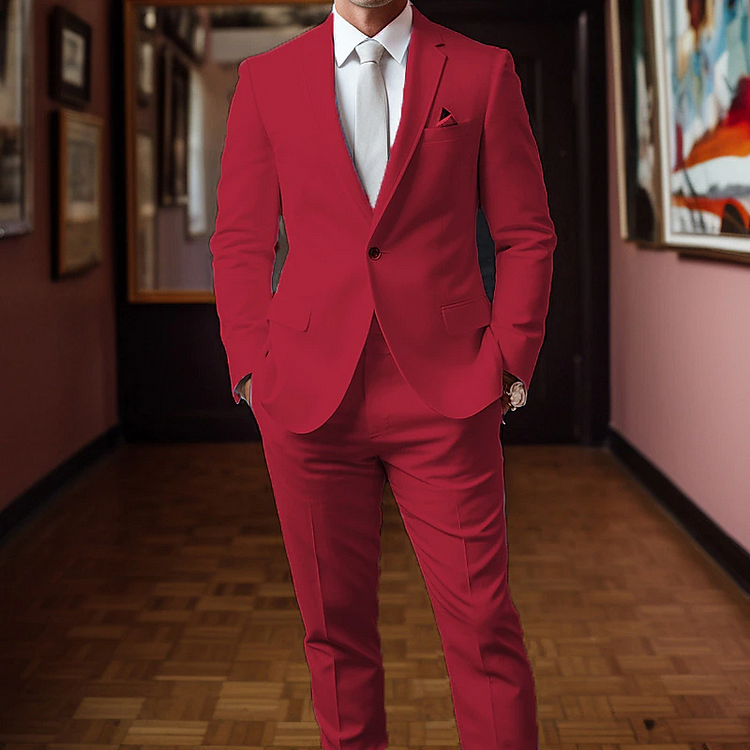 Men's single breasted regular fit suit blazer trousers set