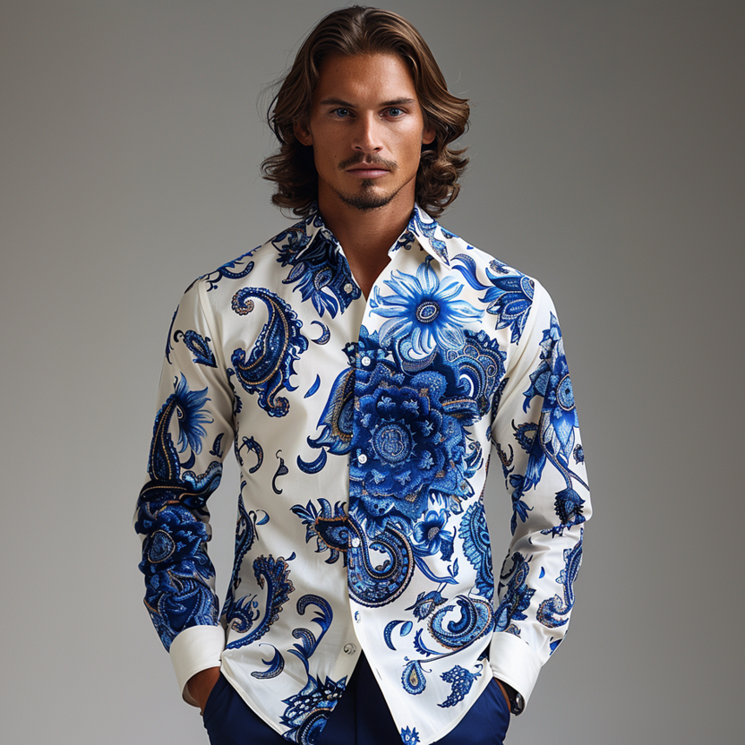 TomsloverSelf-designed business casual printed shirt 