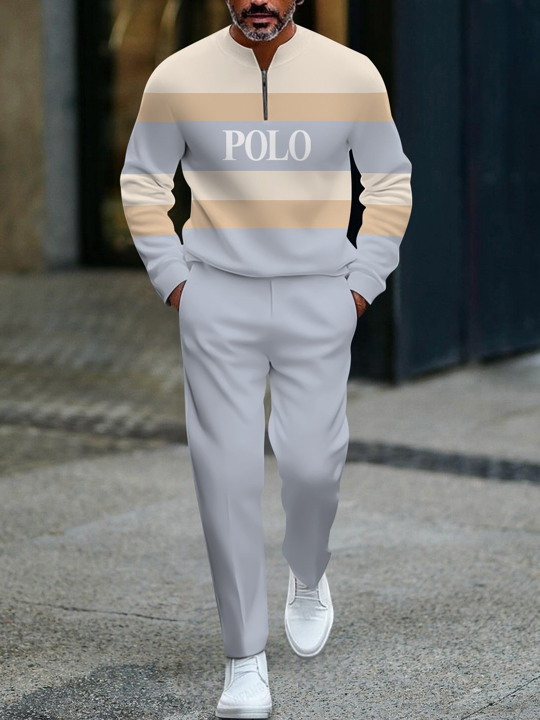 Men's Simple Round Neck Casual Sports Set 