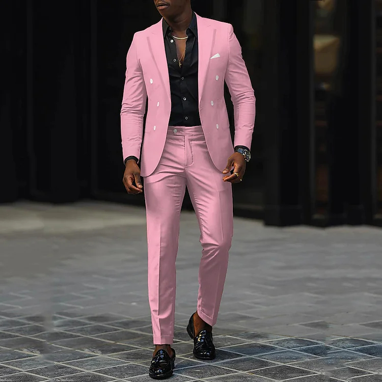 Men's single breasted regular fit suit blazer trousers set