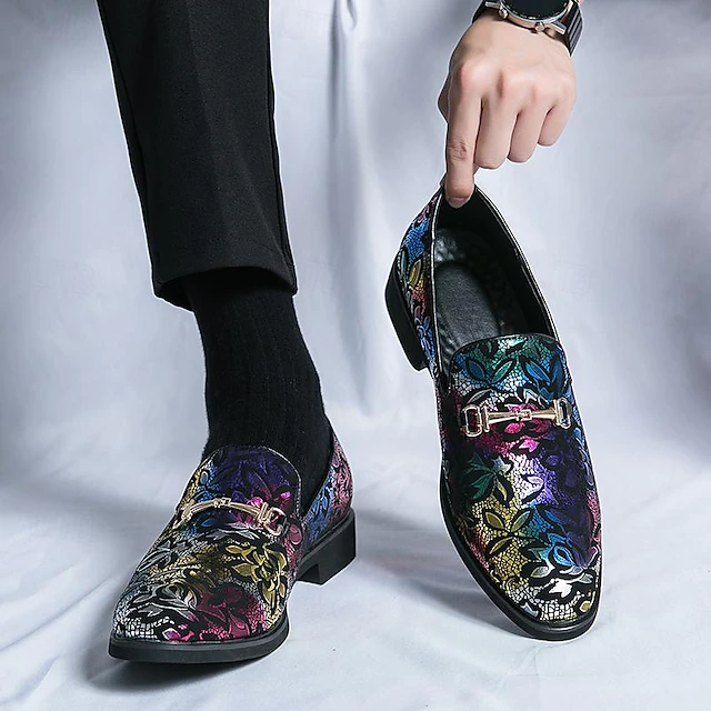 Classic embroidered men's shoes pointed toe lazy toe shoes