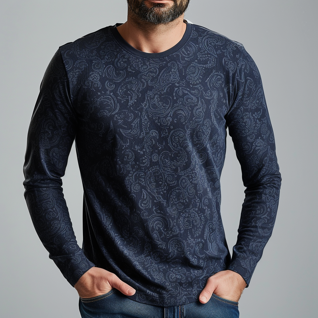 TomsloverPaisley Print Pullover Long Sleeve Casual Tee