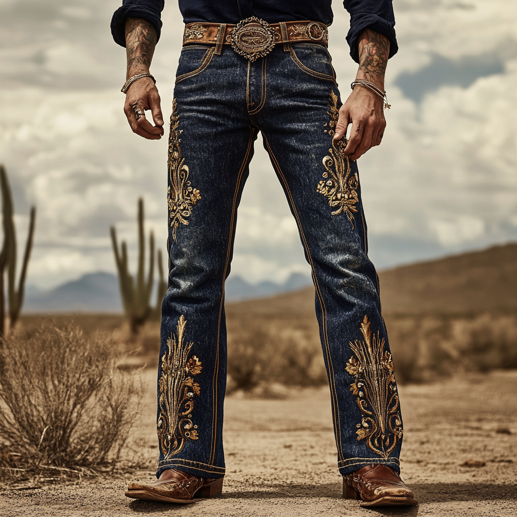 High-quality jeans with a graphic pattern