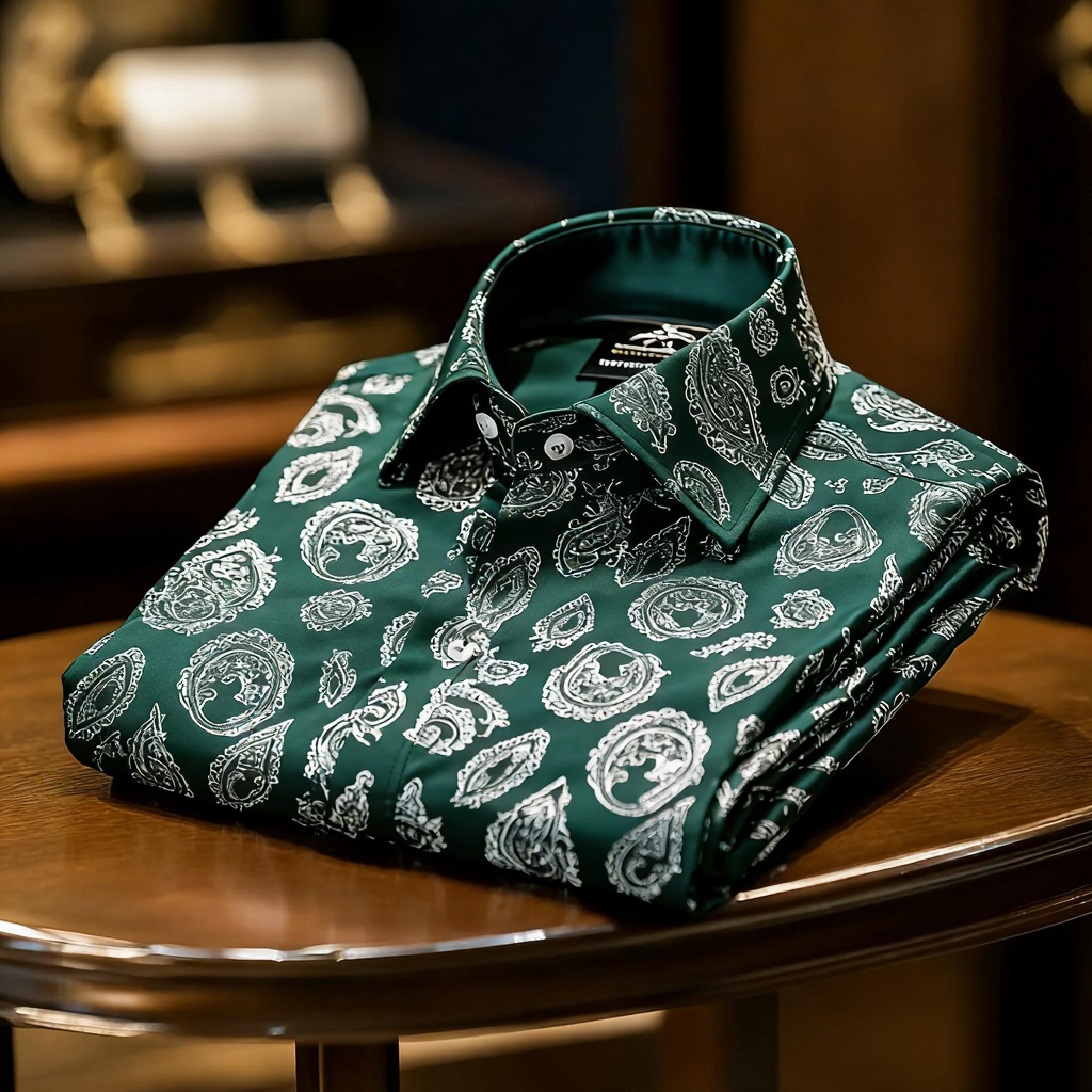 Men's Satin Luxe Paisley print long sleeve shirt