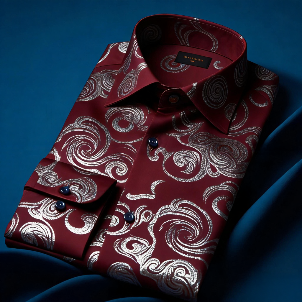 Men's Satin Luxe Long Sleeve Button Down Shirt