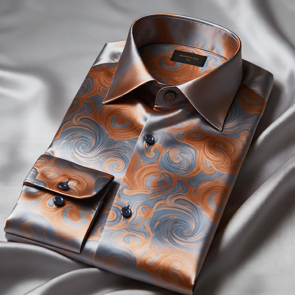 Men's Satin Luxe Long Sleeve Button Down Shirt