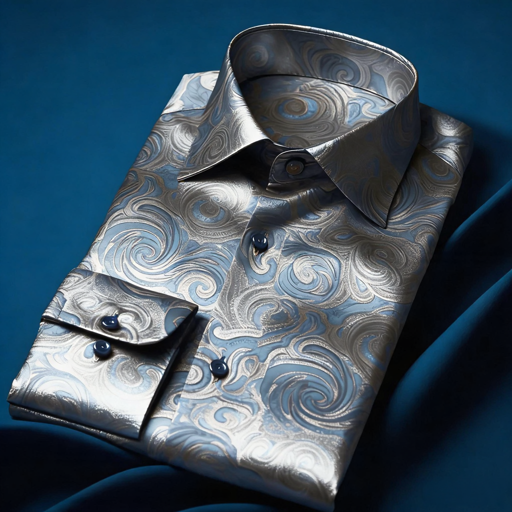 Men's Satin Luxe Long Sleeve Button Down Shirt