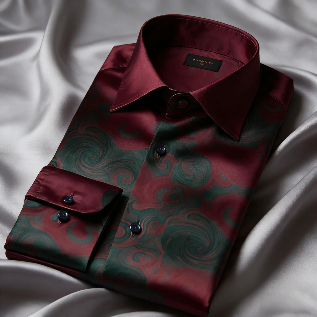 Men's Satin Luxe Long Sleeve Button Down Shirt