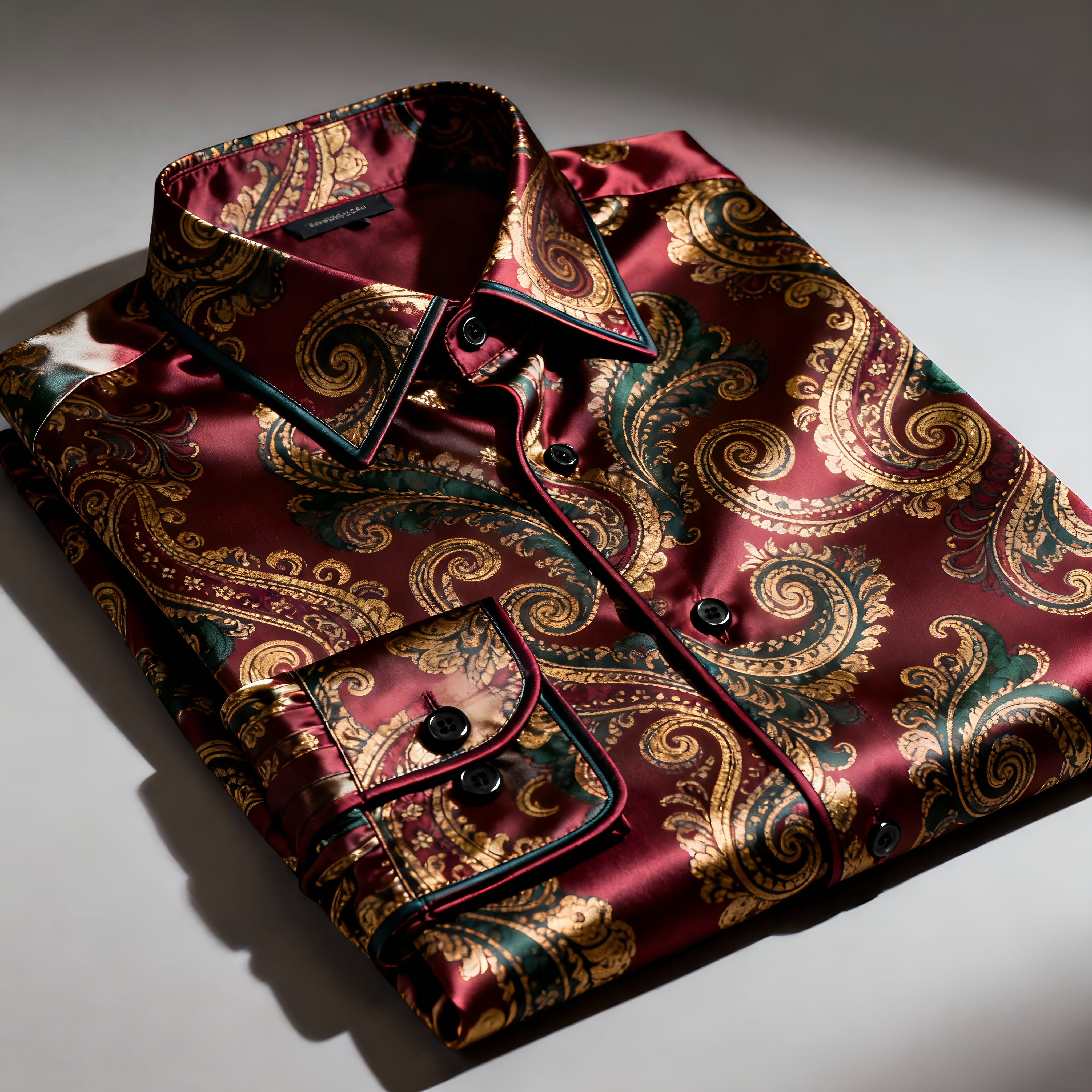 Men's Business Luxury Self-designed casual shirt paisley classical pattern long sleeve shirt