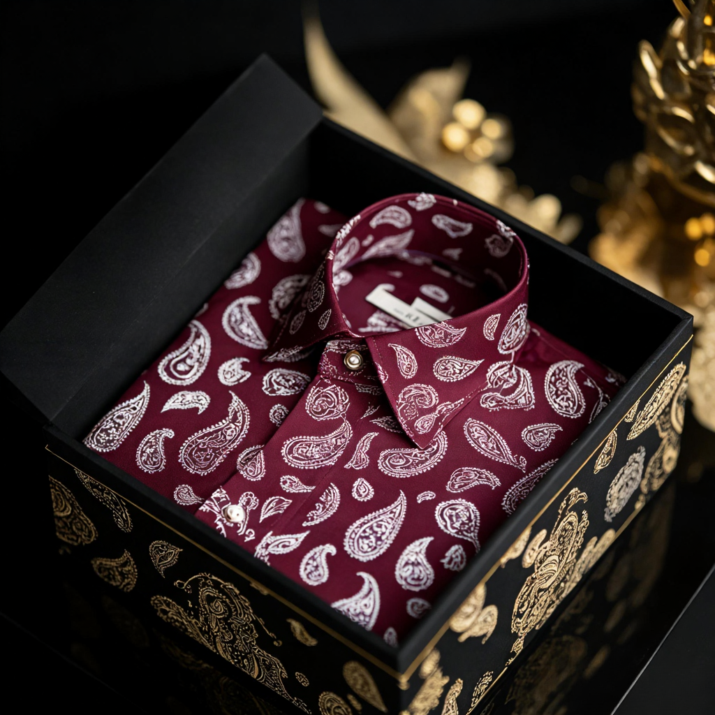 Men's Satin Luxe Paisley print long sleeve shirt