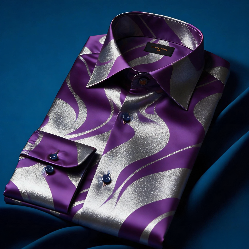 Men's Satin Luxe Long Sleeve Button Down Shirt