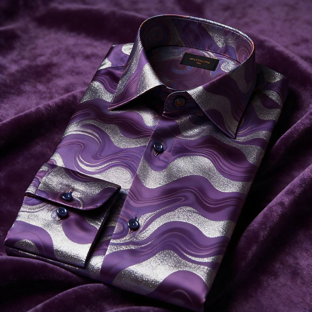 Men's Satin Luxe Long Sleeve Button Down Shirt