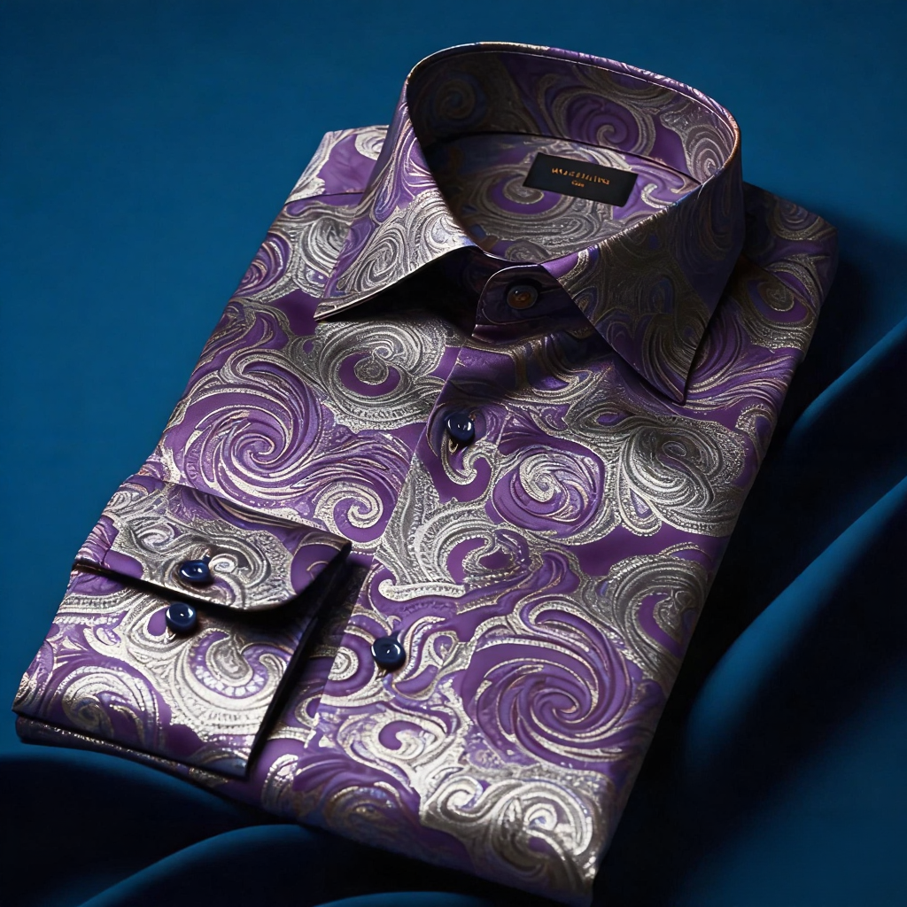 Men's Satin Luxe Long Sleeve Button Down Shirt