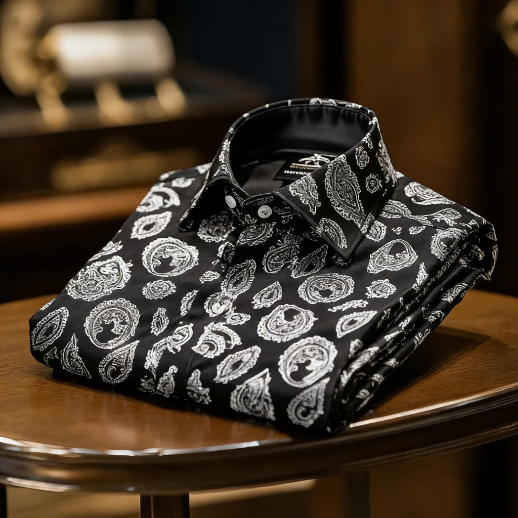 Men's Satin Luxe Paisley print long sleeve shirt