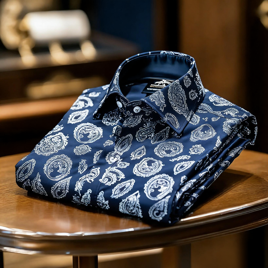 Men's Satin Luxe Paisley print long sleeve shirt