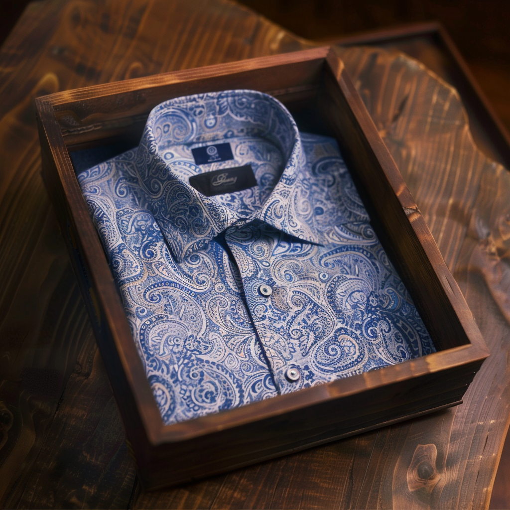 TomsloverRegular Style Daily Casual Bamboo Linen Paisley Print Shirt