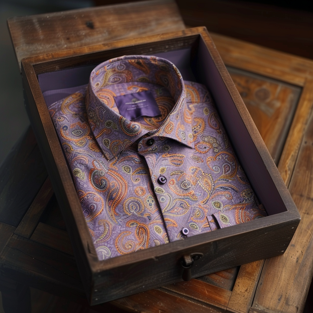 TomsloverRegular Style Daily Casual Bamboo Linen Paisley Print Shirt