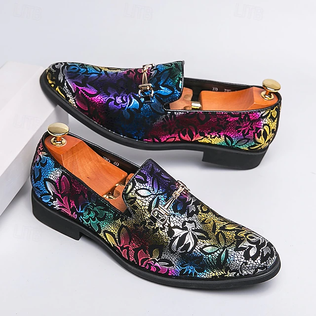 Classic embroidered men's shoes pointed toe lazy toe shoes